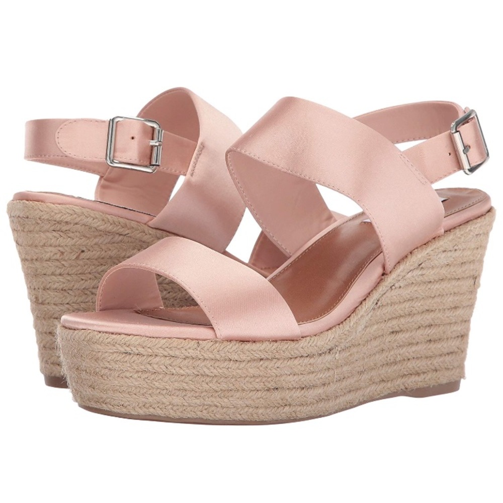 Steve Madden Blush Satin straps Platform Wedge, NEW without box